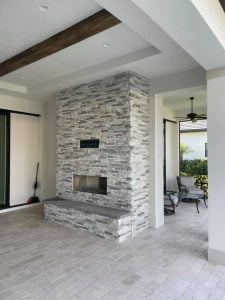 Stonework on indoor fireplace by Top Dog Painting and Decorative Stonework